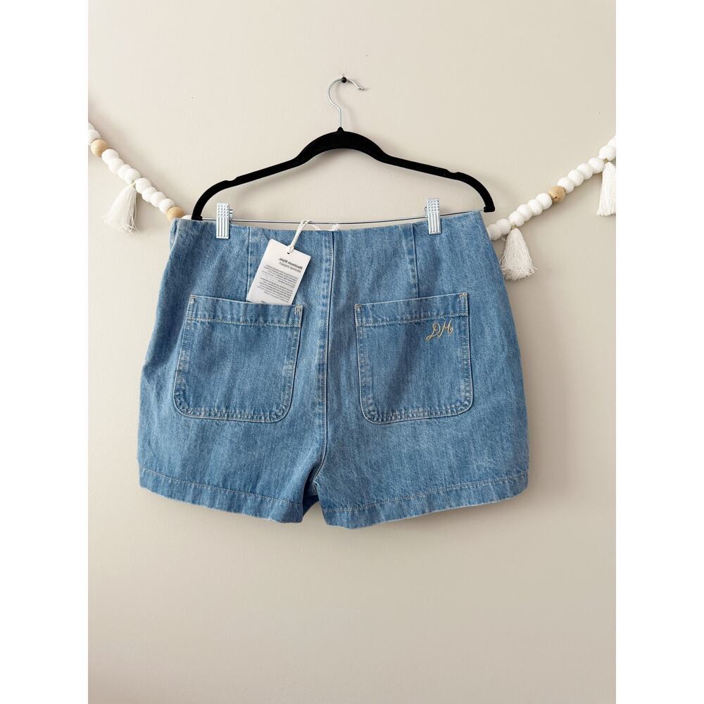 NWOT Damson Madder Rory High Rise Denim Wrap Skort Embroidered Trims Blue 16 - Picture 5 of 5